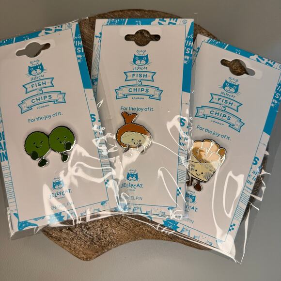 Jellycat London Fish & Chips Pins NEW Jellycat Fish Chips Peas FAST SHIP - Picture 2 of 5